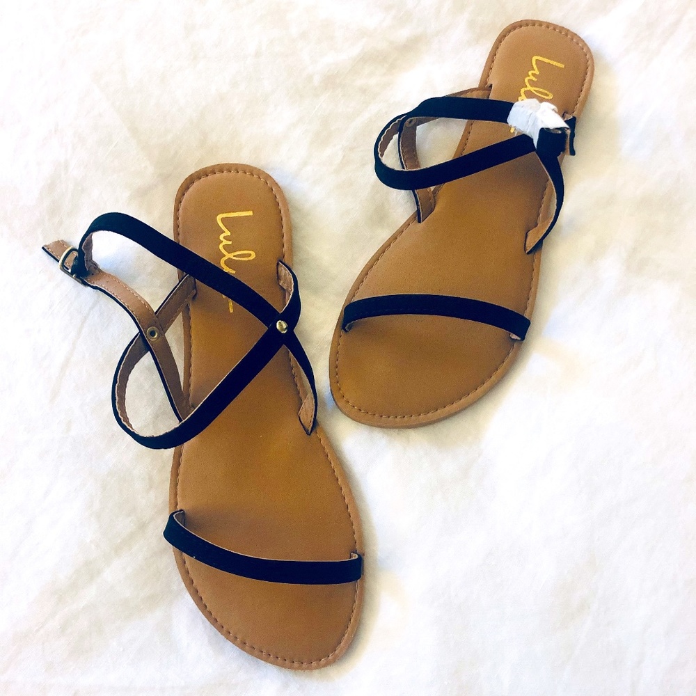 NWT Lulus | Black Ankle Strap Sandals with Buckle